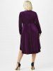 Plus Size&Curve Split Sleeve Sequins Velvet High Low Dress -  