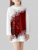 Kids Christmas Snowflake Ball Print Long Sleeve Tee Dress -  