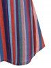 Vertical Striped Print Long Sleeve A Line Mini Dress -  