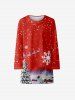 Kids Christmas Snowflake Elk Print Long Sleeve Tee Dress -  