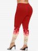 Plus Size Sparkle Print Skinny Christmas Leggings -  