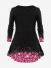 Plus Size 3D Sparkles Glitters Bowknot Printed Long Sleeves Tee -  