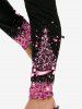 Plus Size 3D Sparkles Glitters Bowknot Printed Skinny Leggings -  