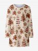 Kids Christmas Tree Snowflake Print Long Sleeve Tee Dress -  