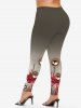 Plus Size Christmas Balls Bowknot Printed Ombre Leggings -  