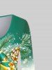 T-Shirt à Manches Longues à Imprimé Boules et Cloches de Noël Grande-Taille - Vert S | US 8