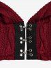 Plus Size Lace Trim Ruched Camisole and Hooded Cable Knit Hook and Eye Shrug Top Set -  
