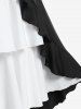 Jupe Mi-Longue Superposée Gothique Bicolore à Volants - Noir M | US 10