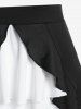 Jupe Mi-Longue Superposée Gothique Bicolore à Volants - Noir 1x | US 14-16