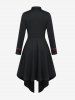 Manteau Asymétrique Long Gothique Bicolore à Lacets Faux Deux Pièces - Noir 2x | US 18-20