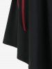 Manteau Asymétrique Long Gothique Bicolore à Lacets Faux Deux Pièces - Noir 4x | US 26-28