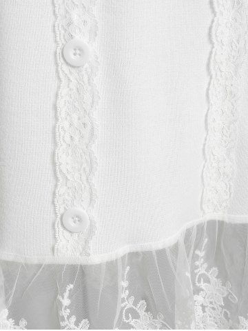 Plus Size Embroidered Mesh Panel Longline T-shirt with Scarf