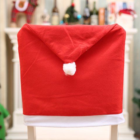 Christmas Hat-shaped Chair Back Cover - RED