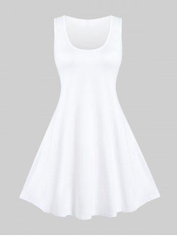 Plus Size Solid Casual Tank Dress - WHITE - S | US 8