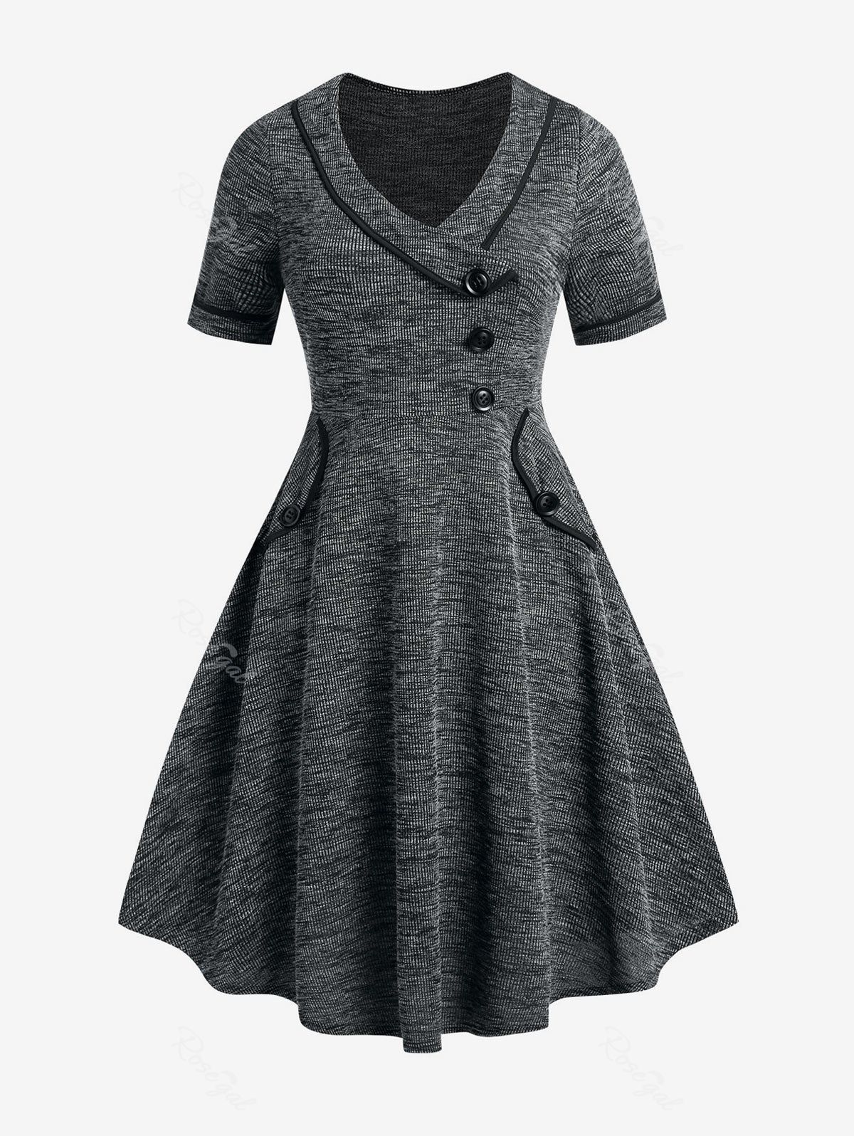 Trendy Plus Size Marled Pockets Knit Midi Dress  