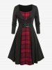 Plus Size Vintage Plaid Pin Up Dress -  