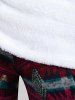 Robe en Tricot Plissée de Noël Grande Taille en Jacquard à Col Oblique à Lacets - Rouge foncé 3X | US 22-24