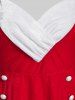 Plus Size Velvet Two Tone Godet A Line Dress -  