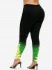 Plus Size 3D Sparkles Christmas Tree Printed Skinny Leggings -  