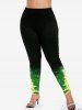 Legging Moulant à Imprimé Sapin de Noël Suspendu Grande Taille - Vert 3X | US 22-24