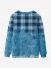 Sweat-shirt Imprimé Carreaux Déchiré à Doublure en Molleton pour Enfants - Bleu clair 120