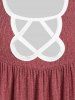 T-shirt Découpé Passepoil Contrasté en Tricot de Grande Taille - Rouge 1X | US 14-16