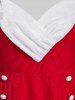 Robe Ligne A Bicolore de Grande Taille en Velours - Rouge M | US 10