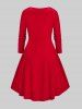 Plus Size Velvet Two Tone Godet A Line Dress -  