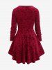 Plus Size Long Sleeves Embossing Twist Velvet Tee -  