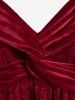 Plus Size Long Sleeves Embossing Twist Velvet Tee -  