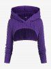 Plus Size Hooded Shrup Top and Sleeveless Cable Knit Sweater Twinset -  