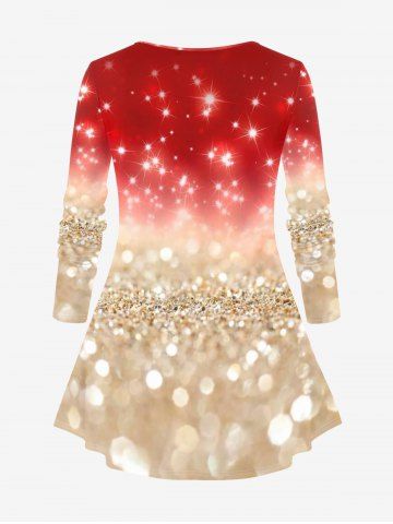 Sparkle Print Christmas Tee and Leggings Matching Set Plus Size Outfit