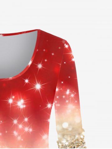 Sparkle Print Christmas Tee and Leggings Matching Set Plus Size Outfit