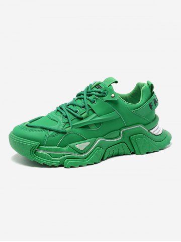 Lace Up Front Thick Bottom Clunky Sneakers - SHAMROCK GREEN - EU 44