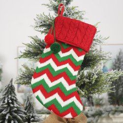 Chaussette de Noël Motif Zigzag et Sapin Décoration - Multi 
