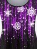 Ensemble T-shirt Grande Taille à Imprimé Flocon de Neige et Noël et Legging - Pourpre  