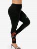 Gothic Rose Cross Printed Skinny Leggings -  