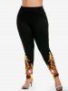Legging à Imprimé Sapin Lumière de Noël Grande Taille - Jaune 4X | US 26-28