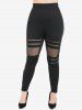 Pantalon Moulant Gothique Zippé Panneau en Maille Transparente - Noir M | US 10