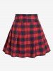 Gothic Studded Checked Chain Embellish Pleated Skirt -  