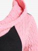 Plus Size Hooded Cable Knit Panel Colorblock Midi Handkerchief Dress -  