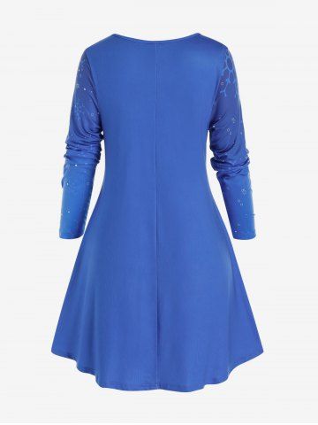 Plus Size Snowflake Print Mock Button Tunic Tee