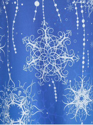 Plus Size Snowflake Print Mock Button Tunic Tee