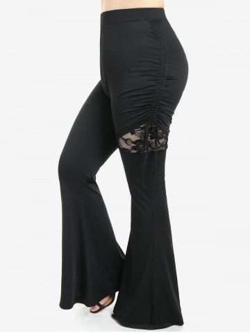 Pantalones Acampanados de Diseño Encaje de Talla Grande - BLACK - M | US 10