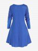 Plus Size Snowflake Print Mock Button Tunic Tee -  