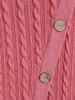 Plus Size Asymmetric Mock Buttons Cable Knit Sweater -  