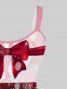 Robe de Noël Ligne A à Imprimé 3D Boule et Nœud Papillon de Grande Taille - Rouge L | États-Unis 12