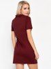 Cut Out Turtleneck Short Sleeve Mini Tee Dress And Hooded Fleece Coat Set -  