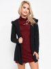 Cut Out Turtleneck Short Sleeve Mini Tee Dress And Hooded Fleece Coat Set -  