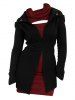 Cut Out Turtleneck Short Sleeve Mini Tee Dress And Hooded Fleece Coat Set -  
